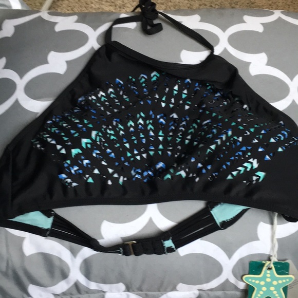 Swim top blue and Black so cute!!! - Picture 2 of 5